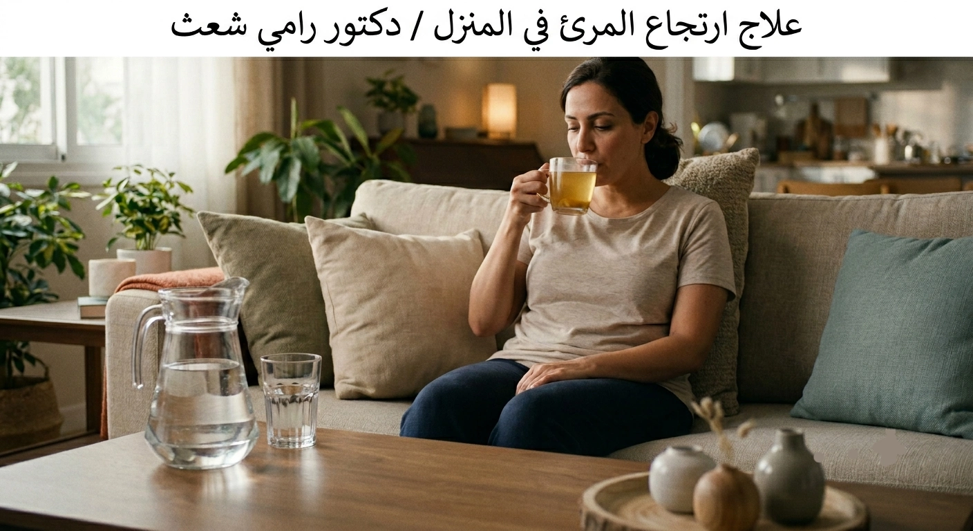 سيده تحاول علاج ارتجاع المريء في المنزل بشرب بعض الاعشاب 