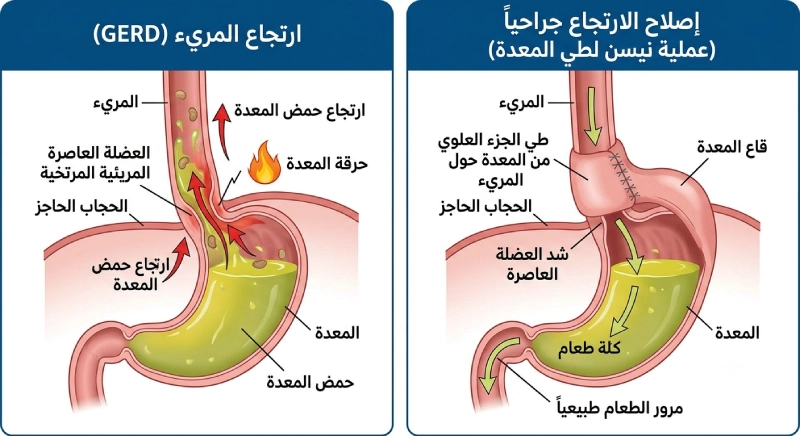 شرح بالصور لعملية نيسن لعلاج ارتجاع المرئ 